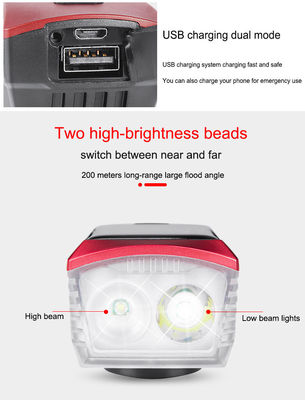 ضوء الدراجة الشمسية الأزرق و USB الشحن 2000mAh الضوء الأمامي للدراجة على الطريق