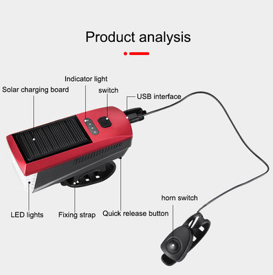 ضوء الدراجة الشمسية الأزرق و USB الشحن 2000mAh الضوء الأمامي للدراجة على الطريق
