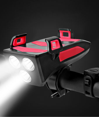 USB قابل لإعادة الشحن LED الدراجة الضوء الأمامي الدراجة القرن الهاتف حامل بنك الطاقة للركوب ليلا