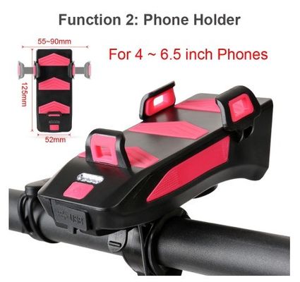 USB قابل لإعادة الشحن LED الدراجة الضوء الأمامي الدراجة القرن الهاتف حامل بنك الطاقة للركوب ليلا